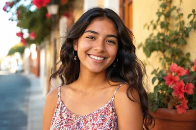 Happy Latina Teen Portrait Outdoors