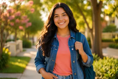 Happy Latina Teen Girl in Park