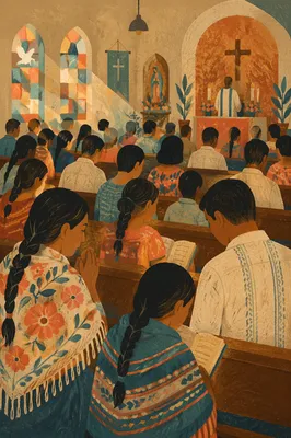 Vibrant Latino Church Congregation in Morning Light
