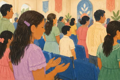 Vibrant Latino Congregation in Prayer Gathering