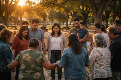 Latino Community Prayer Circle in Park