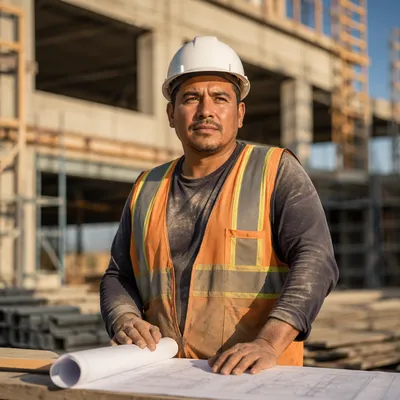 Confident Latino Construction Worker Portrait