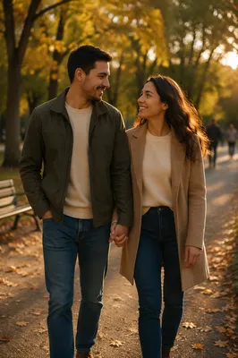 Latino Couple Walking Hand in Hand