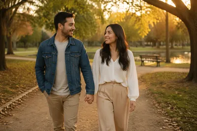 Latino Couple Walking Hand in Hand