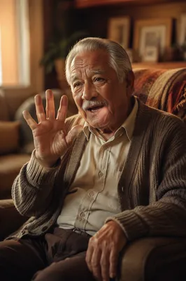 Elderly Latino Grandfather Telling a Story