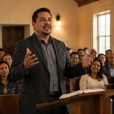 Latino Pastor Preaching in Contemporary Church