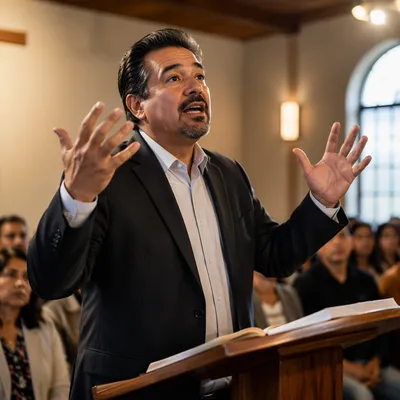 Passionate Preacher Speaking in Modern Church