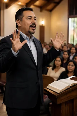 Pastor Preaching in Contemporary Church Sanctuary
