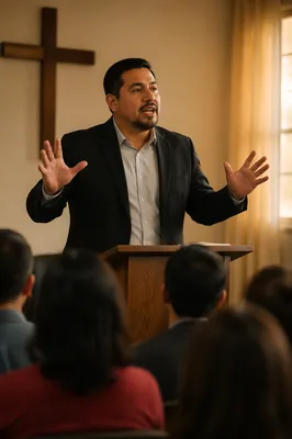 Pastor Preaching in Contemporary Church Sanctuary