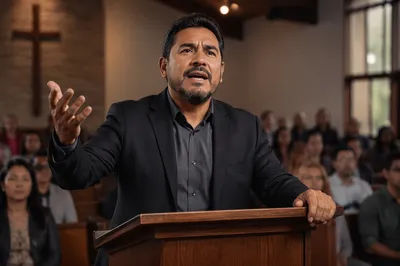 Pastor Preaching in Contemporary Church Sanctuary