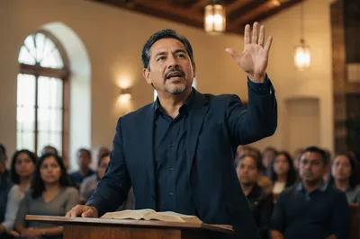 Latino Pastor Preaching in Contemporary Church