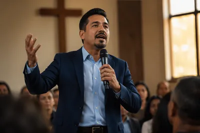 Pastor Preaching in Contemporary Church Sanctuary