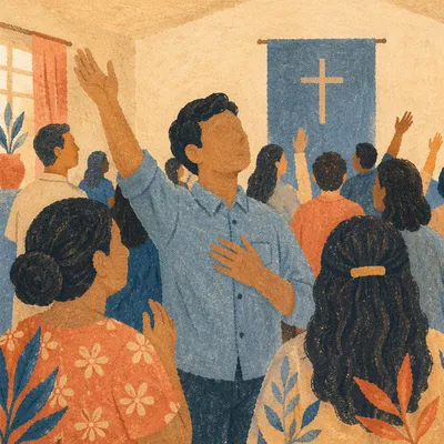 Raised Hands in Indoor Worship Gathering