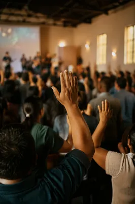 Raised Hands in Community Church Service