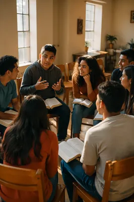 Latino Youth Group in Warm Discussion