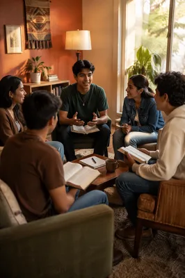 Latino Youth Group in Cozy Lounge
