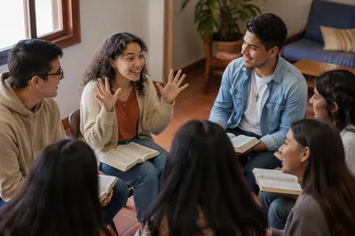 Latino Youth Group Discussion in Bright Room
