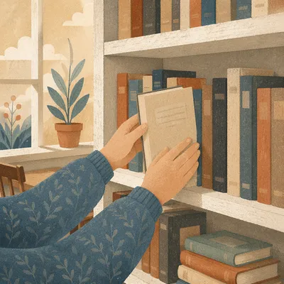 Librarian Returning Book in Quiet Reading Room