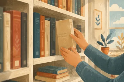 Librarian Returning Book in Quiet Reading Room