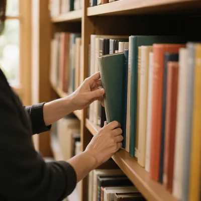 Librarian Returning Book in Quiet Reading Room