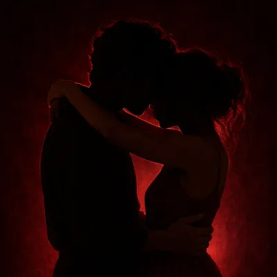 Warm Romantic Couple Embrace in Shadow