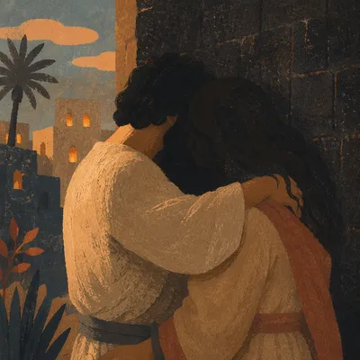 Warm Romantic Embrace in Soft Shadow