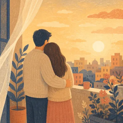 Warm Couple Embrace at Golden Hour