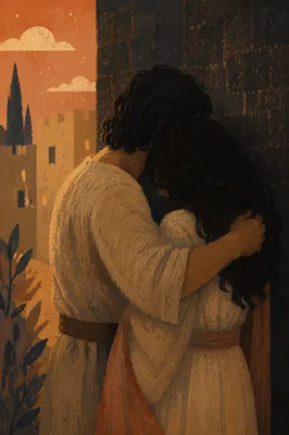 Warm Romantic Embrace in Shadowed Light