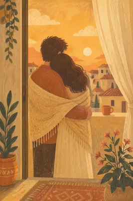 Romantic Couple Embrace at Golden Hour