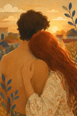 Warm Romantic Couple Embrace at Sunset