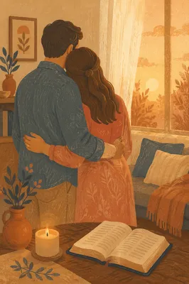 Warm Golden Hour Couple Embrace