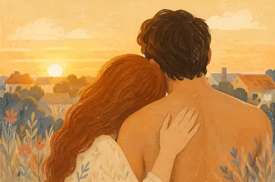 Warm Couple Embrace at Golden Hour
