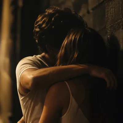 Warm Romantic Embrace in Soft Shadow