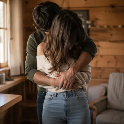 Warm Embrace in Rustic Cabin