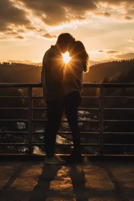 Romantic Couple Embrace at Golden Hour