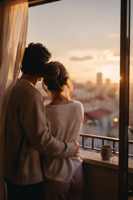 Romantic Couple Embrace at Golden Hour