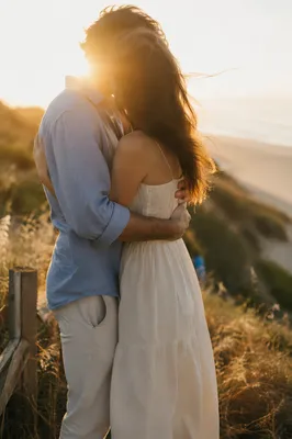Romantic Couple Embrace at Golden Hour