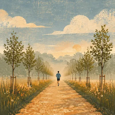 Morning Jogger on Tree Lined Path