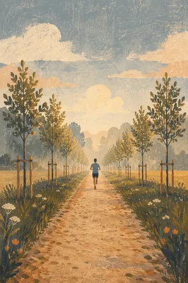 Morning Jogger on Tree Lined Path