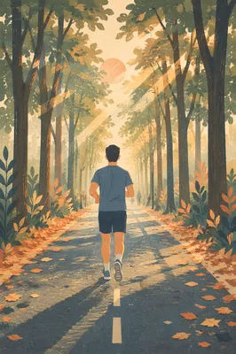 Morning Jogger on Tree Lined Path