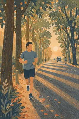 Morning Jogger on Tree Lined Path