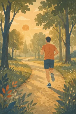 Morning Jogger on Tree Lined Path