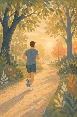 Morning Jogger on Tree Lined Path
