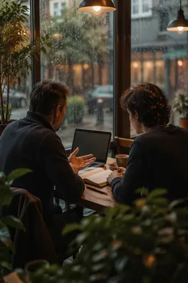Mentoring Conversation in Cozy Coffee Shop