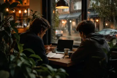 Mentoring Conversation in Cozy Coffee Shop