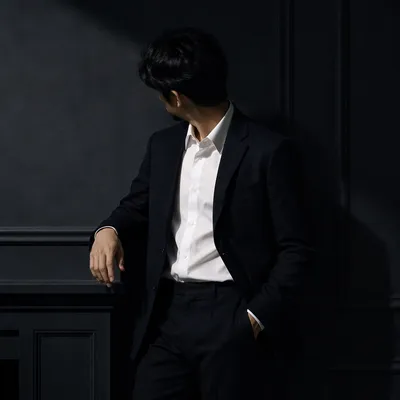 Professional Casual Man Portrait in Moody Studio