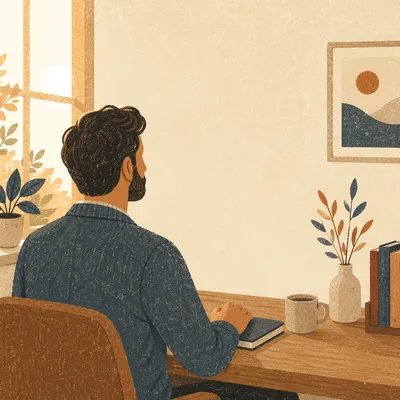 Professional Casual Man in Sunlit Office