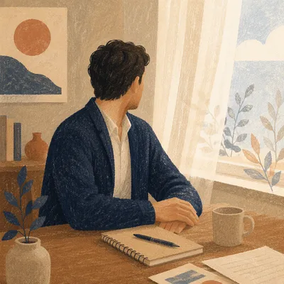 Thoughtful Professional Man in Morning Study