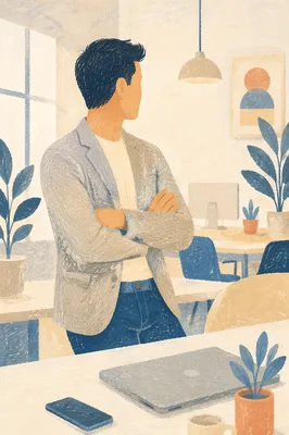 Professional Man in Bright Coworking Office