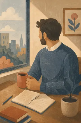 Thoughtful Professional Man by Office Window